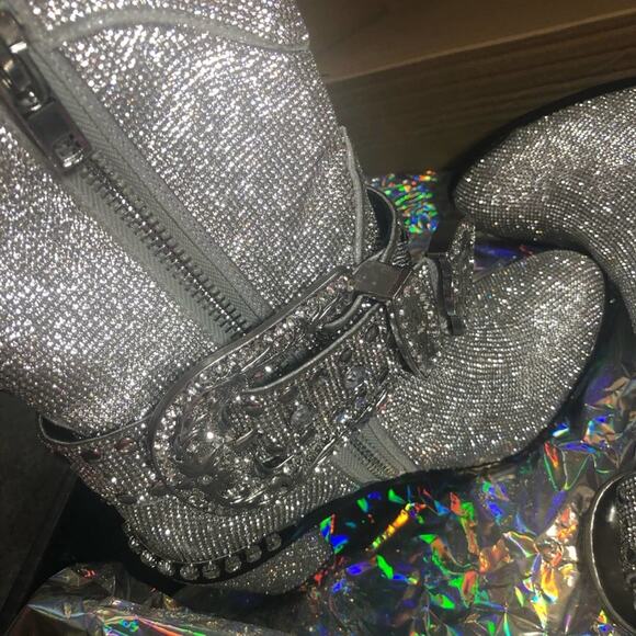 Dolls Kill Icy Sheriff Shine Western Cowboy Rhinestone Boots Size 8 New … - Picture 6 of 7